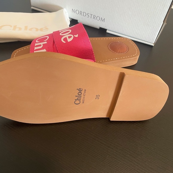 Chloé Woody Flat Logo Ribbon Slide Sandal - Picture 6 of 6